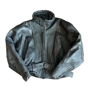 Vintage Black Leather Biker Jacket